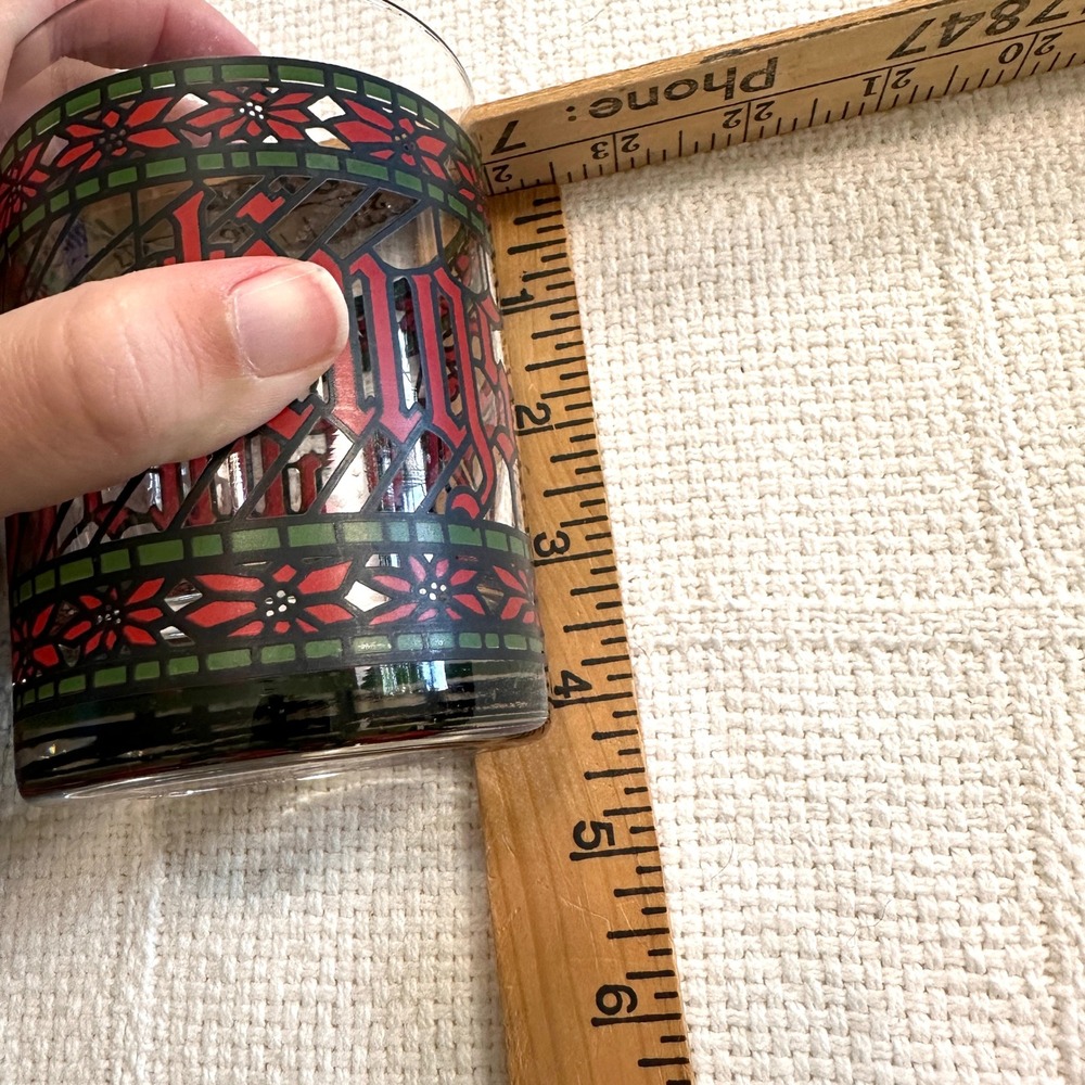 VTG Houze Seasons Greetings Glass Stained Glass Christmas Rocks Holiday Barware - Picture 9 of 10